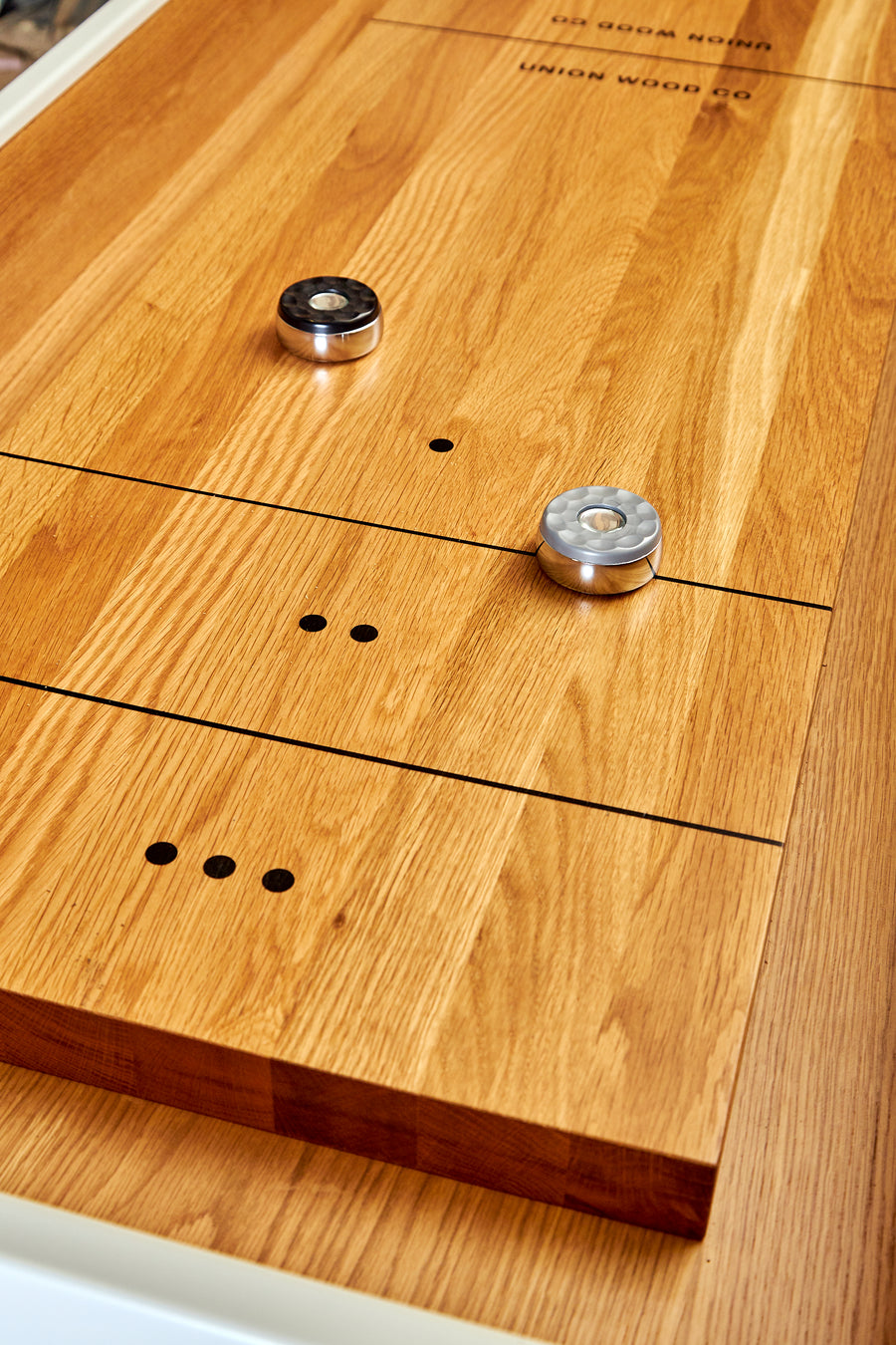 modern shuffleboard table detail