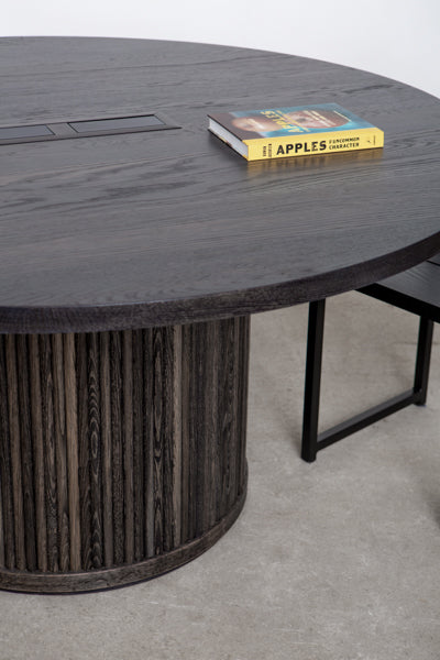 wood round conference table