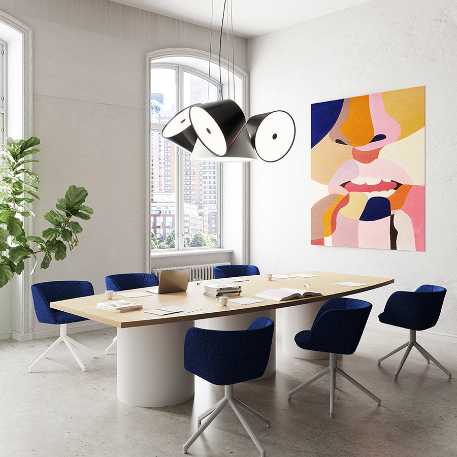 modern boardroom table with white columns